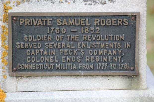 PRIVATE SAMUEL ROGERS REVOLUTIONARY WAR MEMORIAL PLAQUE