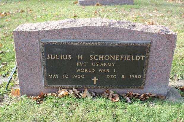 JULIUS H SCHONEFIELDT MEMORIAL CEMETERY STONE