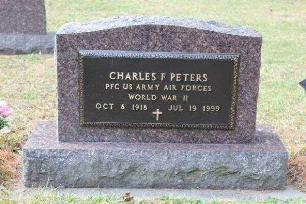 CHARLES F PETERS MEMORIAL CEMETERY STONE