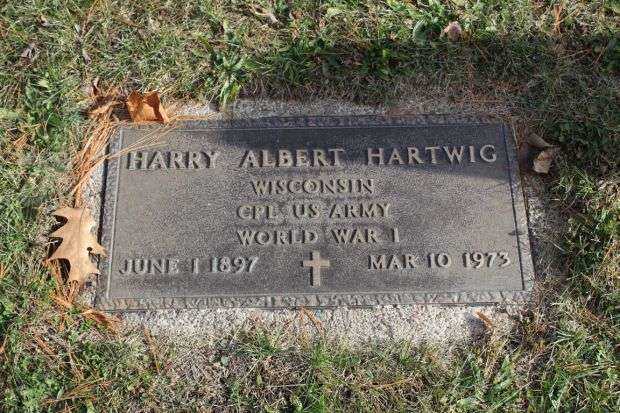 HARRY ALBERT HARTWIG MEMORIAL CEMETERY STONE