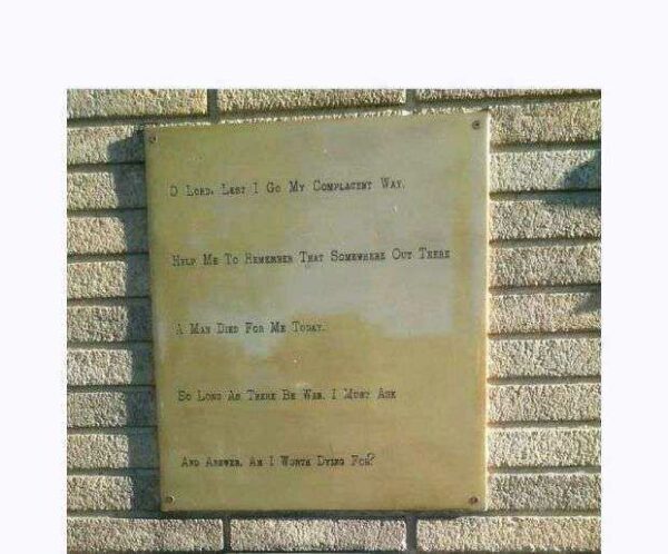 HEARTLAND YOUTH FOR DECENCY VIETNAM WAR MEMORIAL PLAQUE B