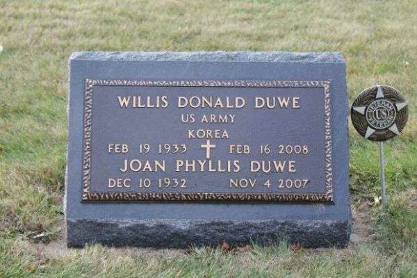 WILLIS DONALD DUWE MEMORIAL CEMETERY STONE