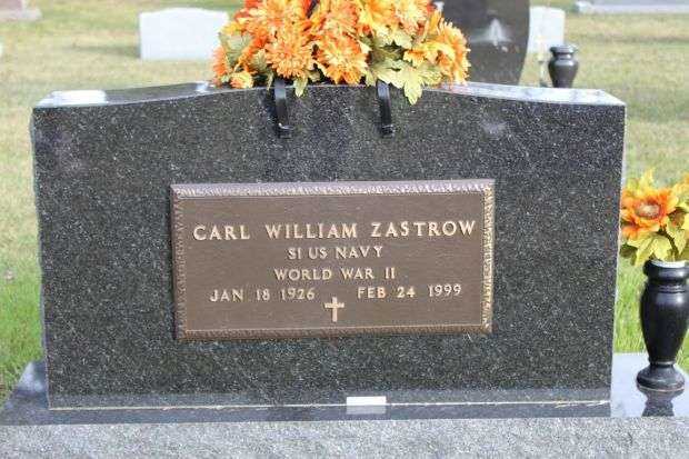 CARL WILLIAM ZASTROW MEMORIAL CEMETERY STONE