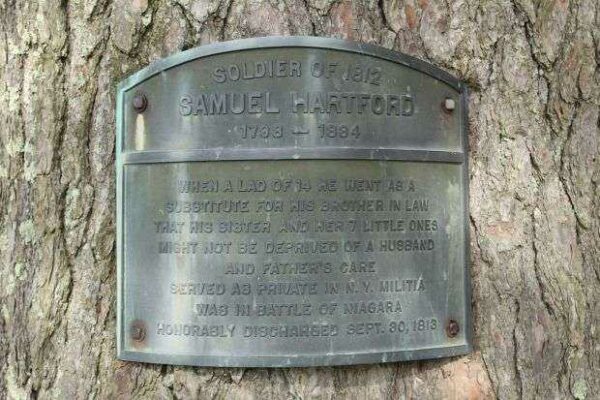 SOLDIER OF 1812 SAMUEL HARTFORD MEMORIAL TREE PLAQUE