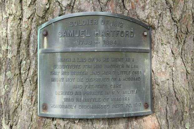 SOLDIER OF 1812 SAMUEL HARTFORD MEMORIAL TREE PLAQUE