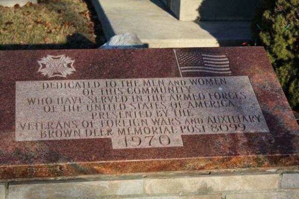 BROWN DEER V.F.W. VETERANS MEMORIAL FLAGPOLE STONE