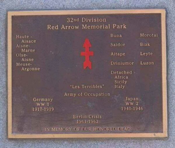32ND DIVISION RED ARROW MEMORIAL PARK PLAQUE