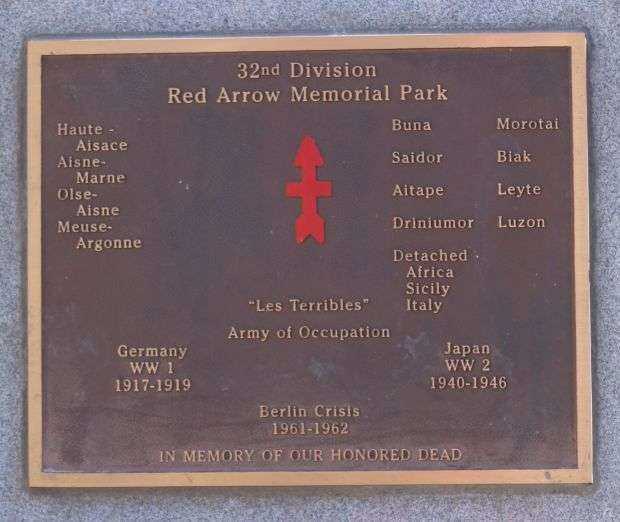 32ND DIVISION RED ARROW MEMORIAL PARK PLAQUE