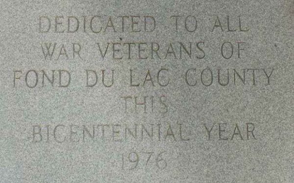 FOND DU LAC COUNTY WAR VETERANS MEMORIAL DEDICATION STONE