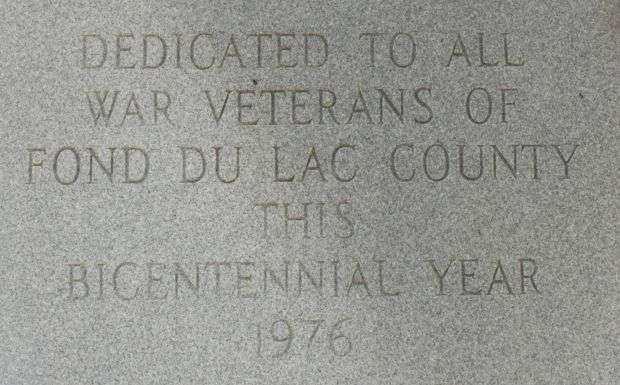 FOND DU LAC COUNTY WAR VETERANS MEMORIAL DEDICATION STONE
