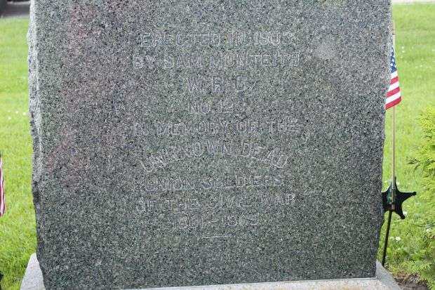 IN MEMORY OF UNKNOWN DEAD UNION SOLDIERS MEMORIAL BACK