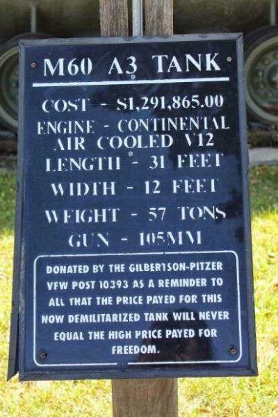 BOSCOBEL M60A3 TANK MEMORIAL PLAQUE