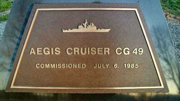 U.S.S. VINCENNES AEGIS CRUISER MEMORIAL PLAQUE