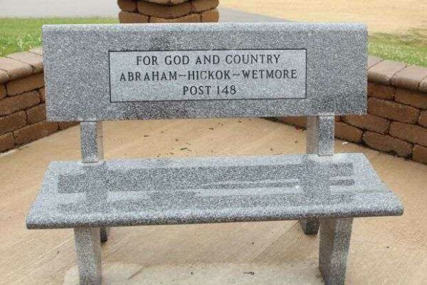 ABRAHAM HICKOK WETMORE POST 148 MEMORIAL BENCH