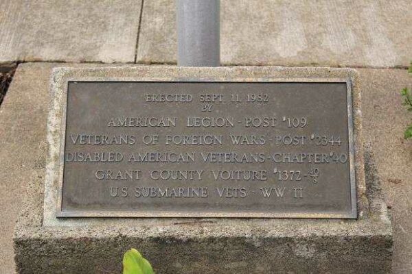 LANCASTER VETERANS FLAGPOLE MEMORIAL PLAQUE