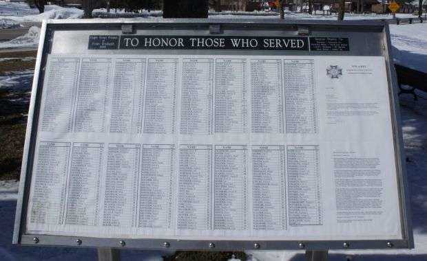 KIEL VETERANS MEMORIAL HONOR ROLL PLAQUE