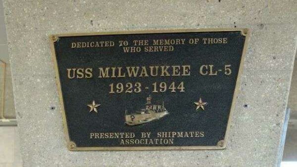 USS MILWAUKEE CL-5 MEMORIAL PLAQUE