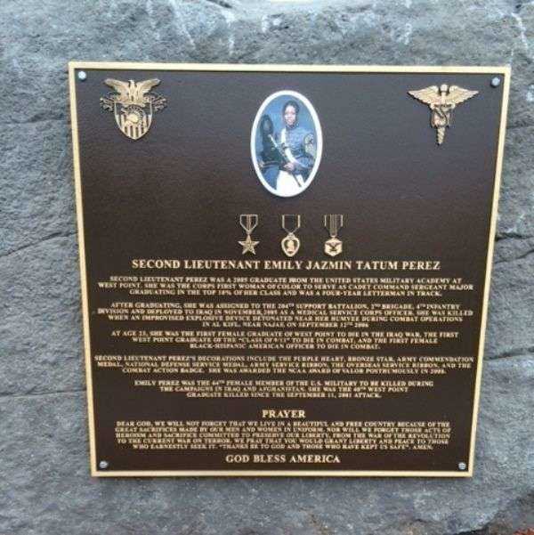 2LT EMILY J.T. PEREZ MEMORIAL WAY PLAQUE