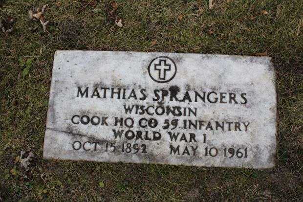 MATHIAS SPRANGERS MEMORIAL CEMETERY STONE