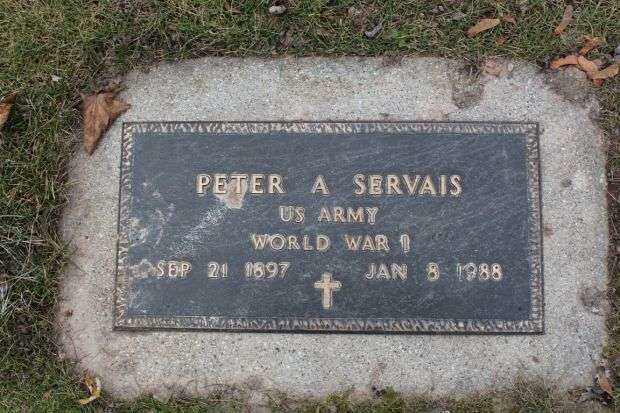 PETER A SERVAIS MEMORIAL CEMETERY STONE