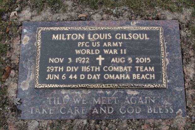 MILTON LOUIS GILSOUL MEMORIAL CEMETERY STONE