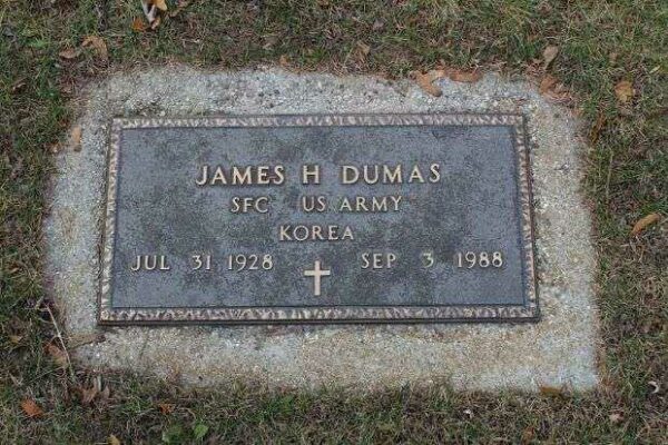 JAMES H DUMAS MEMORIAL CEMETERY STONE