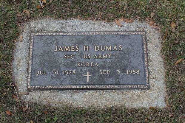 JAMES H DUMAS MEMORIAL CEMETERY STONE