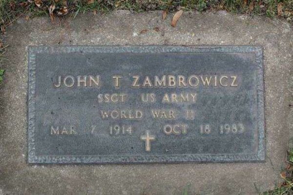 JOHN T ZAMBROWICZ MEMORIAL CEMETERY STONE