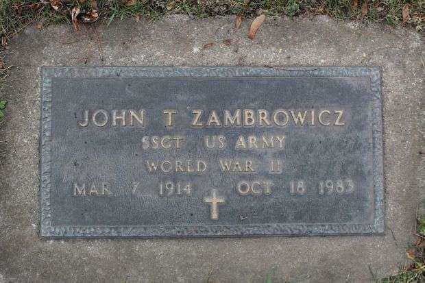JOHN T ZAMBROWICZ MEMORIAL CEMETERY STONE