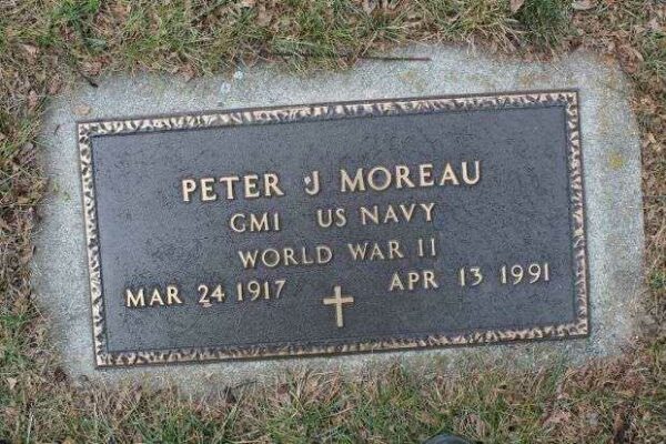 PETER J MOREAU MEMORIAL CEMETERY STONE
