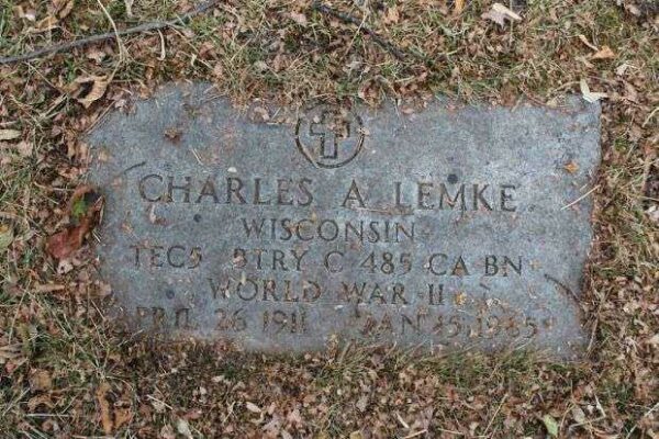 CHARLES A LEMKE MEMORIAL CEMETERY STONE
