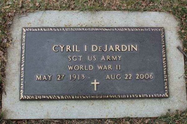 CYRIL I DEJARDIN MEMORIAL CEMETERY STONE