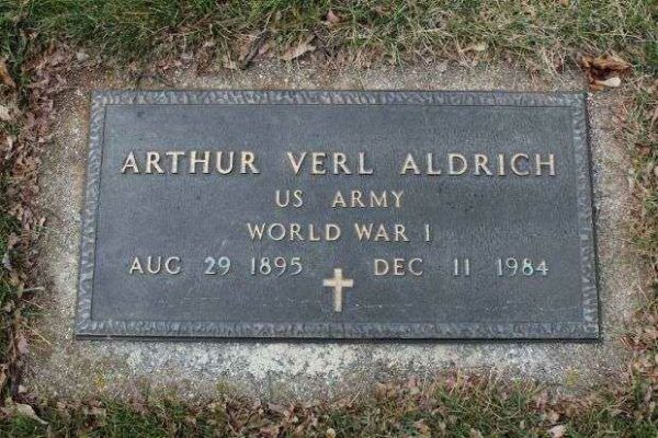 ARTHUR VERL ALDRICH MEMORIAL CEMETERY STONE
