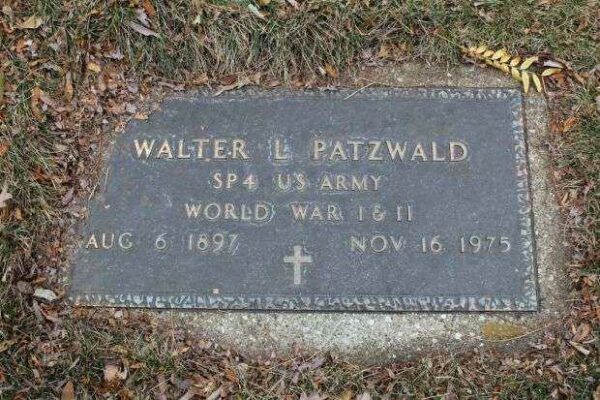 WALTER L PATZWALD MEMORIAL CEMETERY STONE