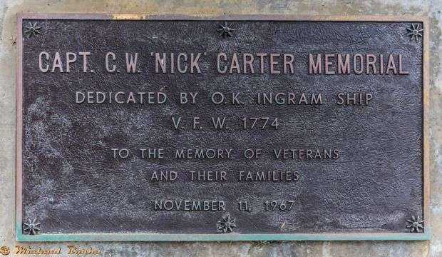 CAPT. C.W. NICK CARTER MEMORIAL PLAQUE