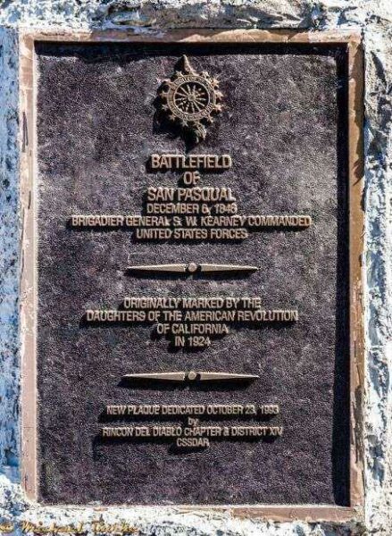 BATTLEFIELD OF SAN PASQUAL MEMORIAL PLAQUE