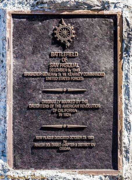 BATTLEFIELD OF SAN PASQUAL MEMORIAL PLAQUE