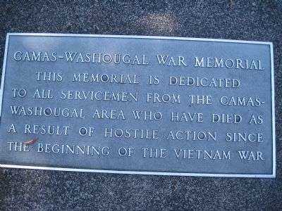 CAMAS-WASHOUGAL WAR MEMORIAL PLAQUE