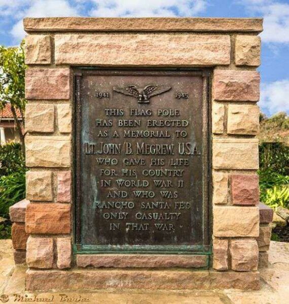 LT. JOHN B. MEGREW MEMORIAL FLAGPOLE PLAQUE