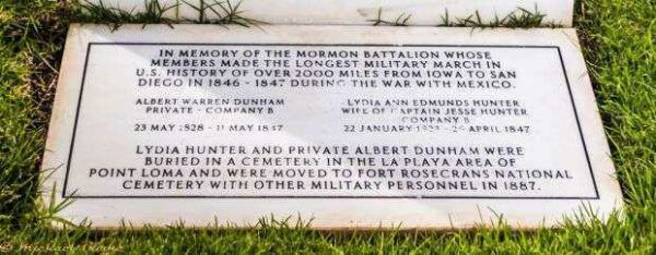 MORMON BATTALION MEMORIAL CEMETERY STONE