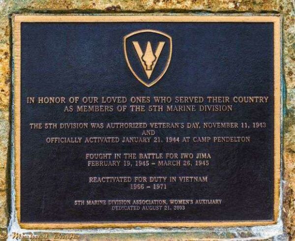 5TH MARINE DIVISION MEMORIAL PLAQUE