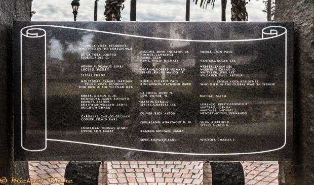 CHULA VISTA WAR VETERANS MEMORIAL PLAQUE B
