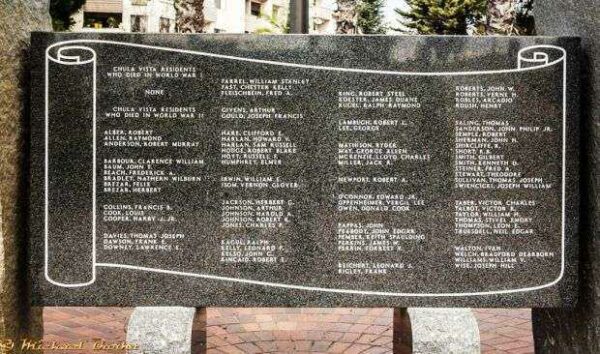 CHULA VISTA WAR VETERANS MEMORIAL PLAQUE A