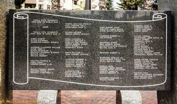 CHULA VISTA WAR VETERANS MEMORIAL PLAQUE A