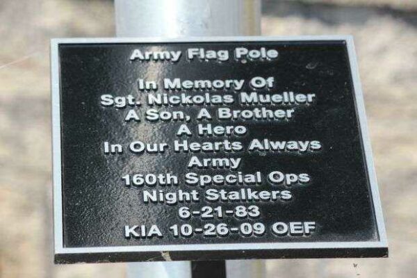 KAUKAUNA VETERANS MEMORIAL ARMY FLAGPOLE PLAQUE