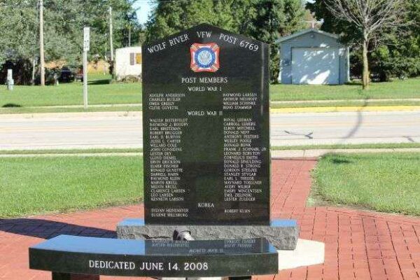 WOLF RIVER VFW POST 6769 WAR VETERANS MEMORIAL FRONT