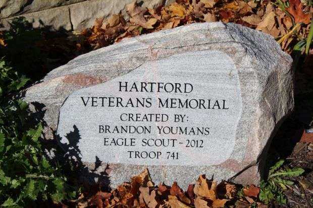 HARTFORD VETERANS MEMORIAL FLAGPOLE DEDICATION STONE