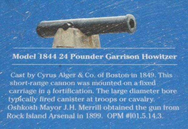 MODEL 1844 24 POUNDER GARRISON HOWITZER MEMORIAL CANNON PLAQUE
