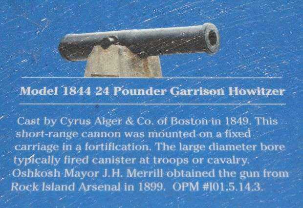 MODEL 1844 24 POUNDER GARRISON HOWITZER MEMORIAL CANNON PLAQUE