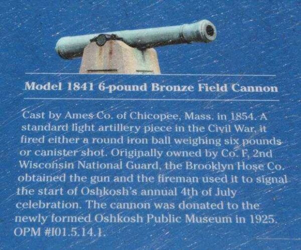 MODEL 1841 6-POUND BRONZE FIELD CANNON MEMORIAL PLAQUE